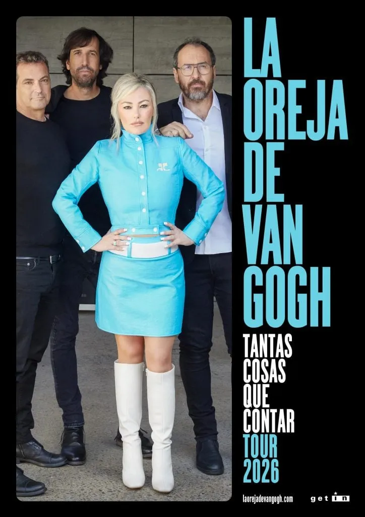 Amaia Montero y los miembros de La Oreja de Van Gogh en el cartel oficial de su gira Tantas cosas que contar Tour 2026
